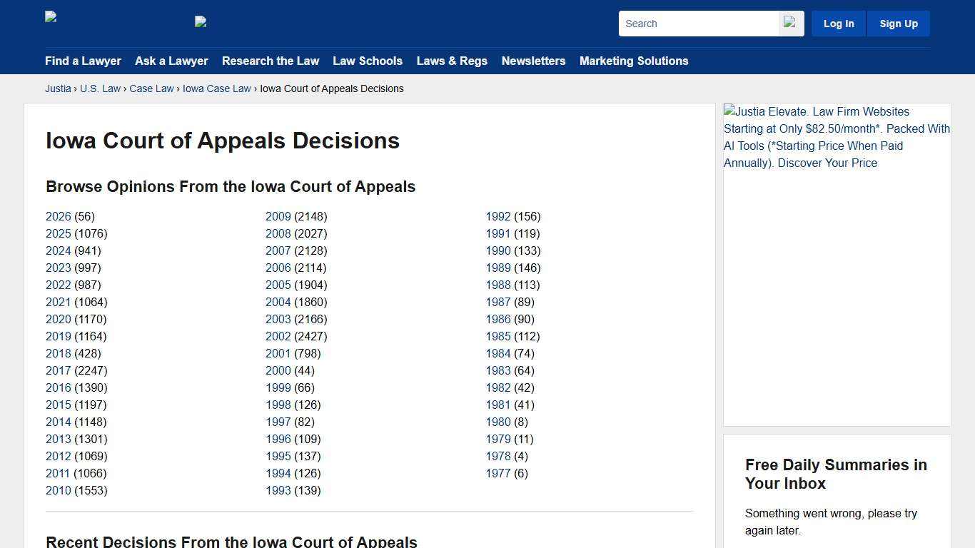 Iowa Court of Appeals Decisions :: Iowa Case Law :: Iowa Law :: U.S. Law :: Justia