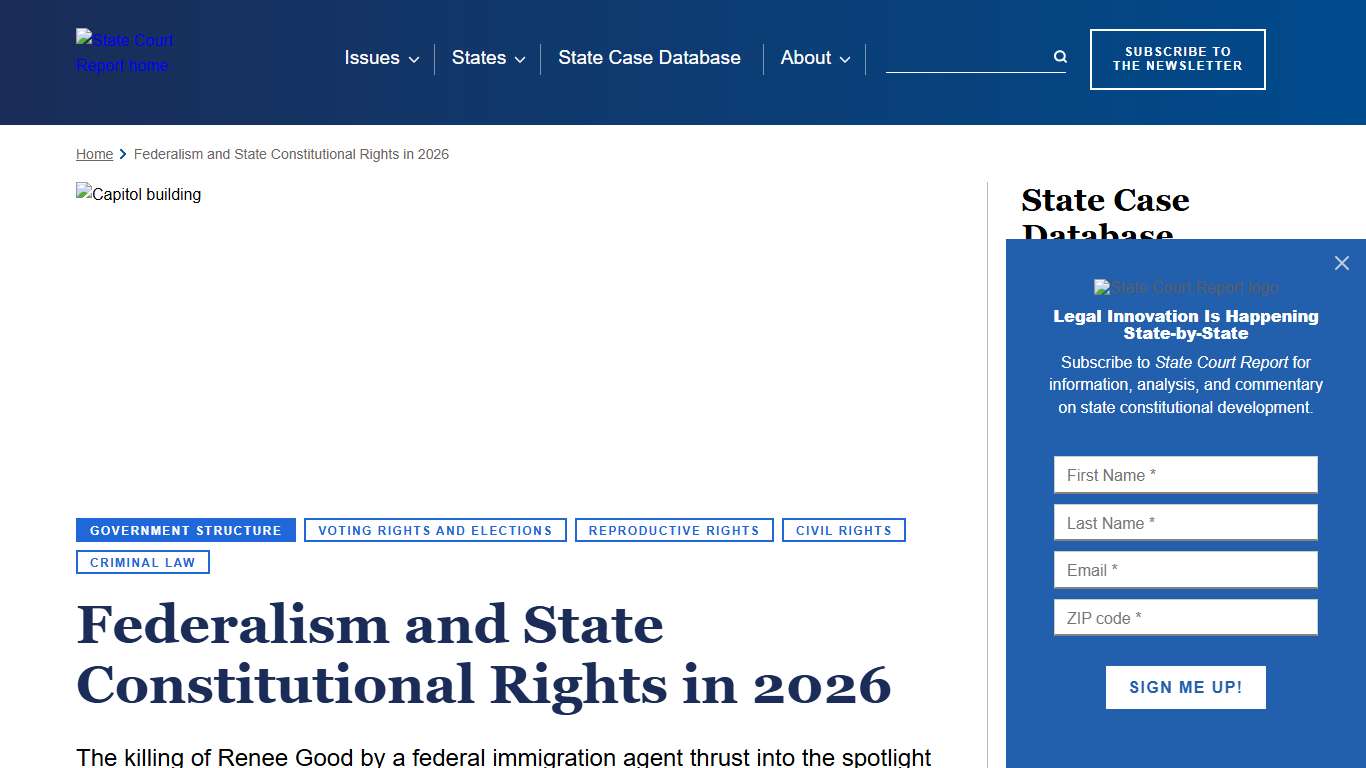 Federalism and State Constitutional Rights in 2026 State Court Report