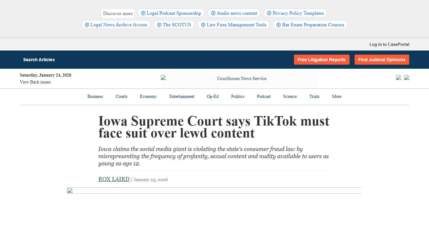 Iowa Supreme Court says TikTok must face suit over lewd content Courthouse News Service