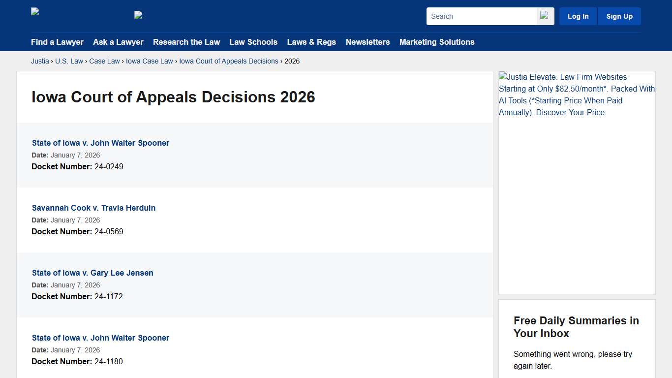 2026 :: Iowa Court of Appeals Decisions :: Iowa Case Law :: Iowa Law :: U.S. Law :: Justia